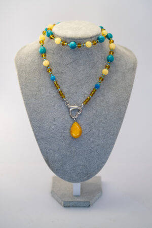 Collar ónix turquesa y miel