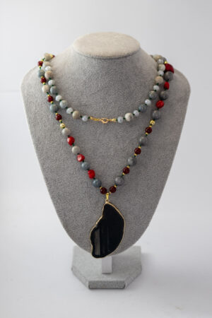 Collar ágata negra y gris