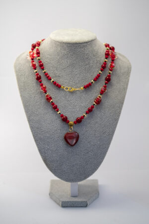 Collar corazón jaspe rojo