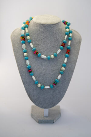 Collar mix turquesa y  blanco