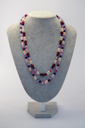 Collar Doble en Tonos Burdeos y Azules