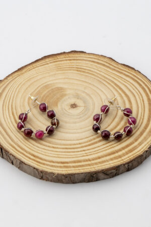 Aros mix ágatas burdeo