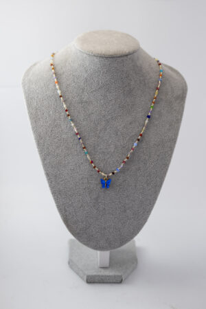 Collar Mostacilla mariposa azul