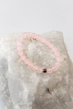 Pulsera elasticada cuarzo rosa