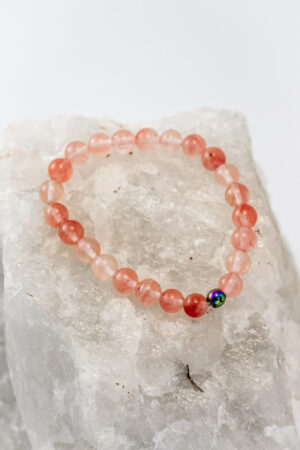 Pulsera elasticada cuarzo cherry