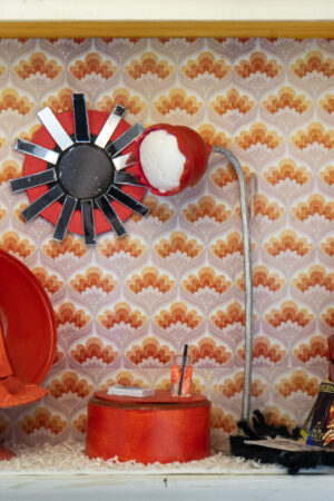 Diorama living estilo años 70s