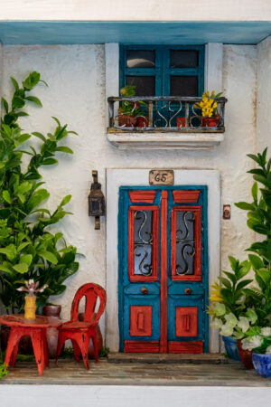 Diorama fechada de casa balcón