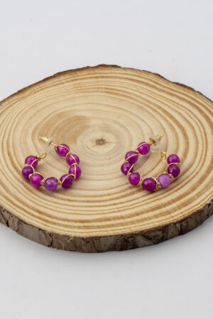 Aros mix ágatas fucsia