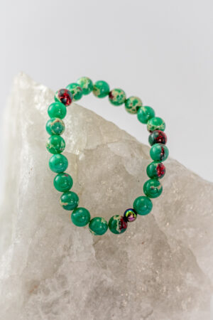 Pulsera elasticada jaspe verde imperial