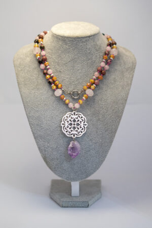 Collar amatista y cuarzo rosa