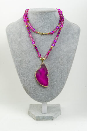 Collar ágata fucsia