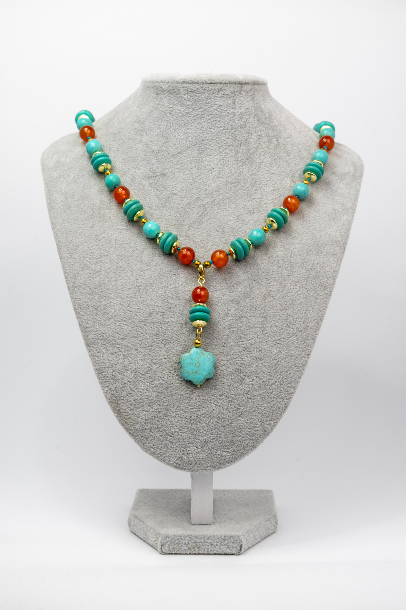 Collar turquesa y cornalina